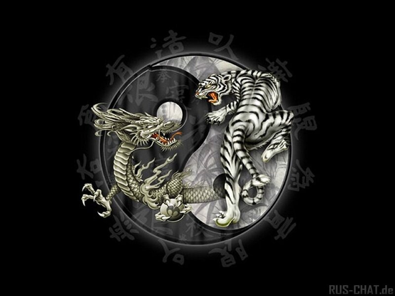Dragon and tiger yin-yang symbol