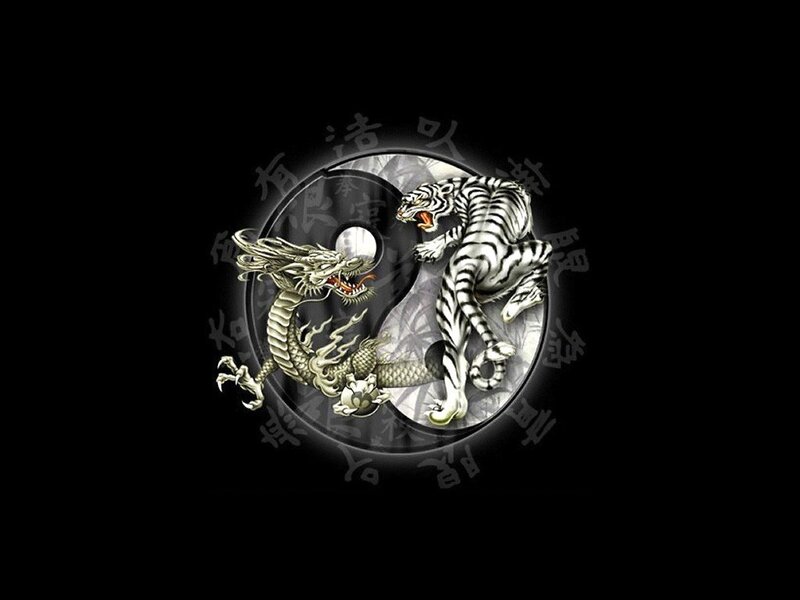 Dragon and tiger yin-yang symbol