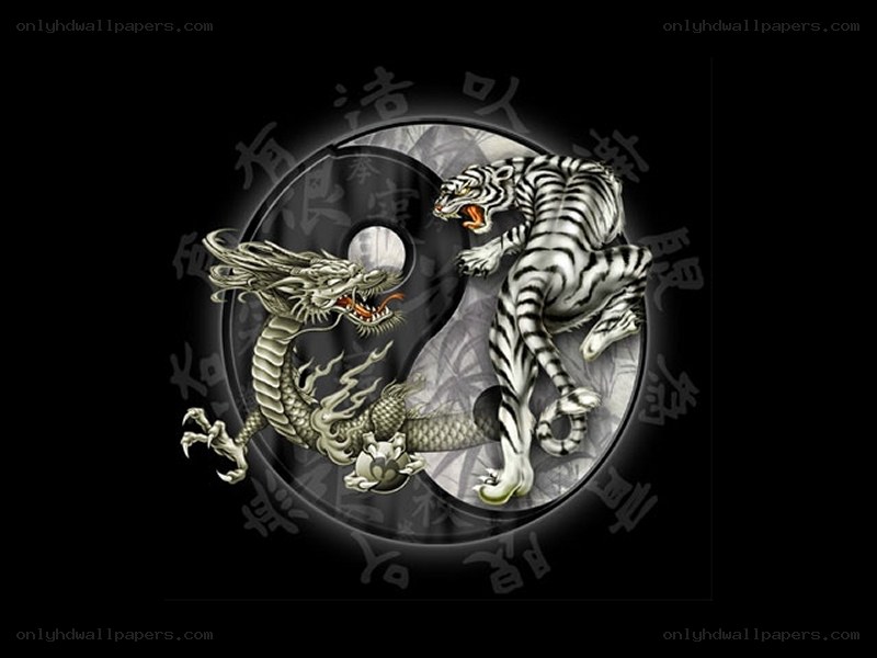 Dragon and tiger yin-yang symbol