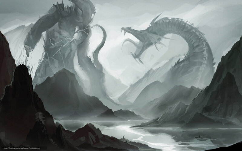 Dragon and Titan Battle