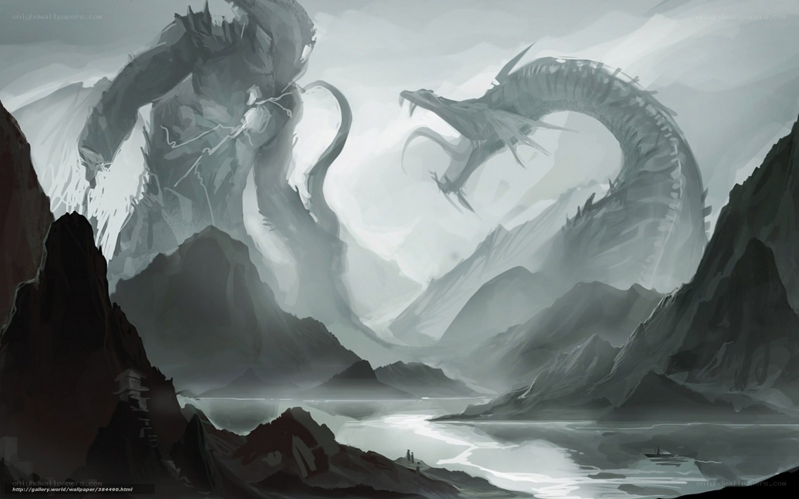 Dragon and Titan Battle