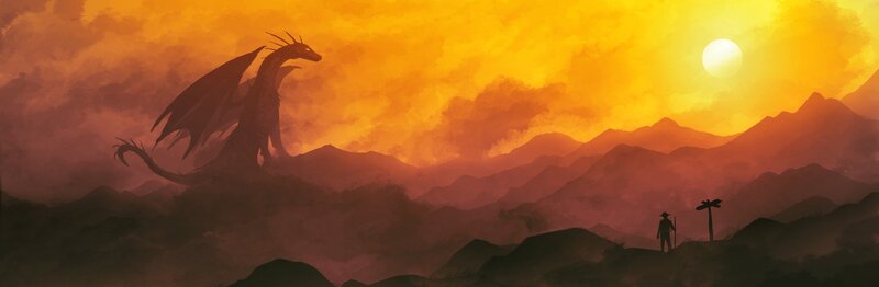 Dragon and Traveler Silhouette