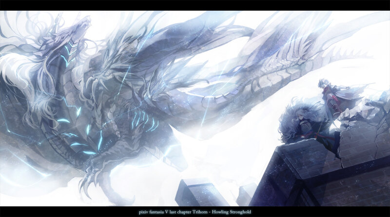 Dragon and Two Figures