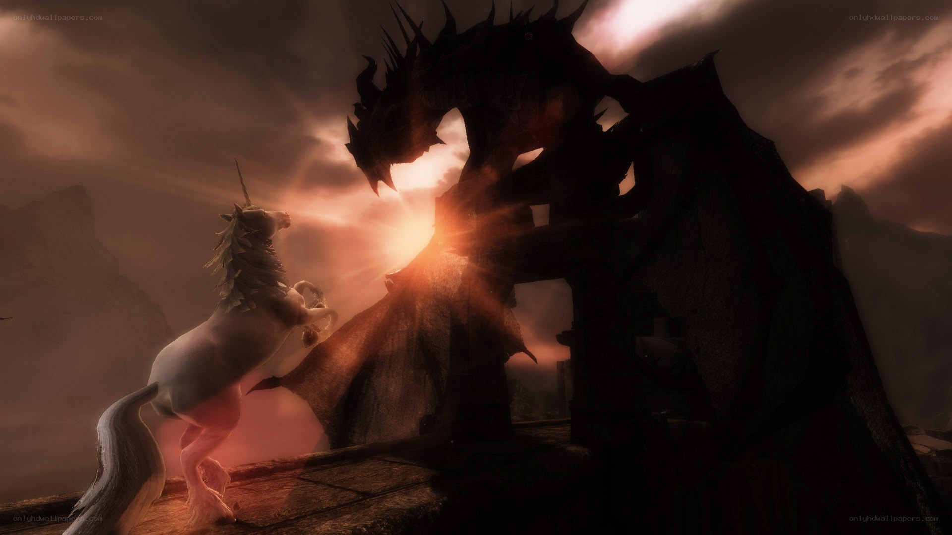 dragon and unicorn confrontation