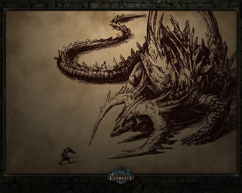 Dragon and Warrior — Brown, Dramatic, Illustration