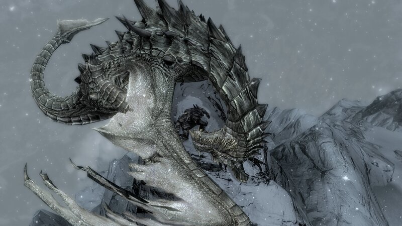 Dragon and Warrior — Gray, Dramatic, Winter, 3d Render