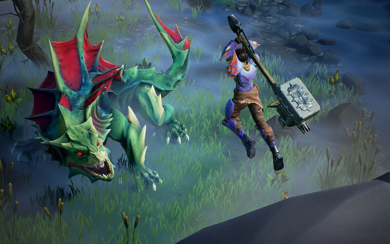 Dragon and Warrior — Green, Dramatic, Night