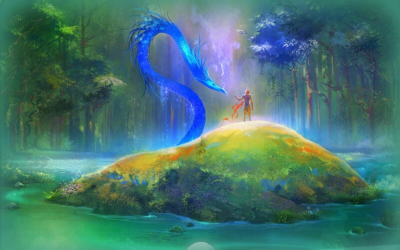 Dragon and Warrior — Green, Fantasy