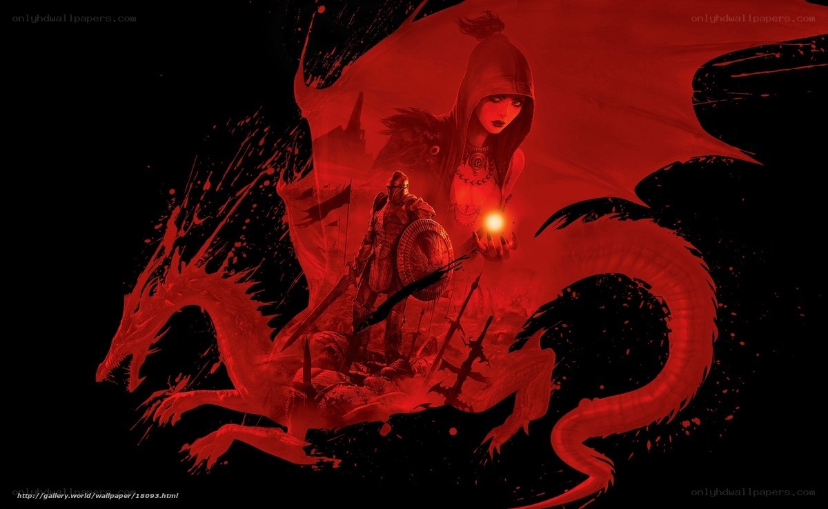Dragon and warrior in red