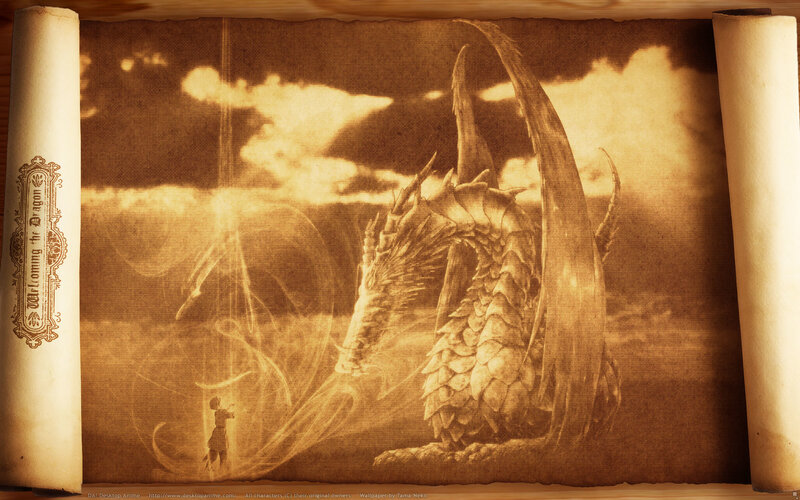 Dragon and Warrior on Scroll
