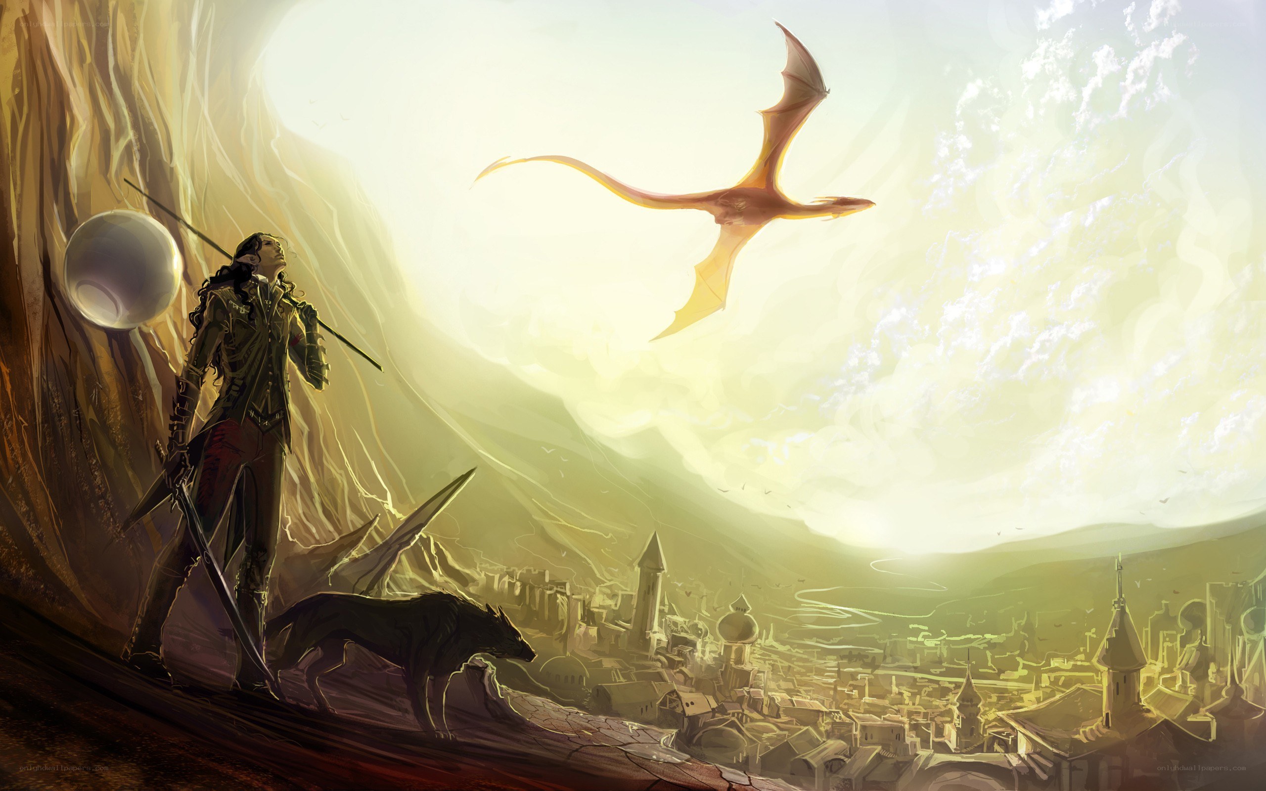 dragon and warrior overlook city