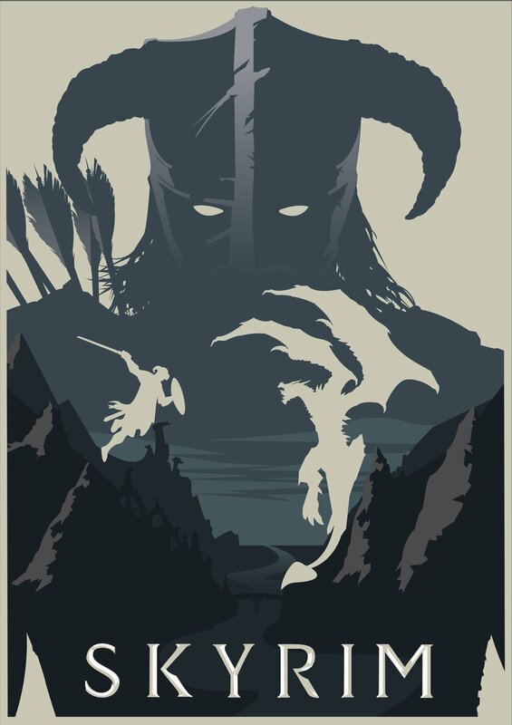 Dragon and Warrior Silhouette — Gray