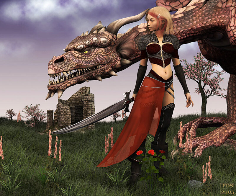 dragon and warrior woman
