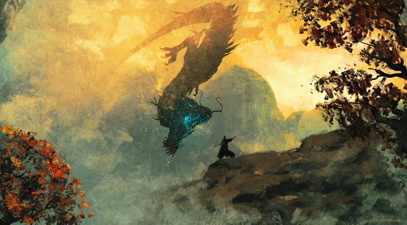 Dragon and Warrior — Yellow, Dramatic