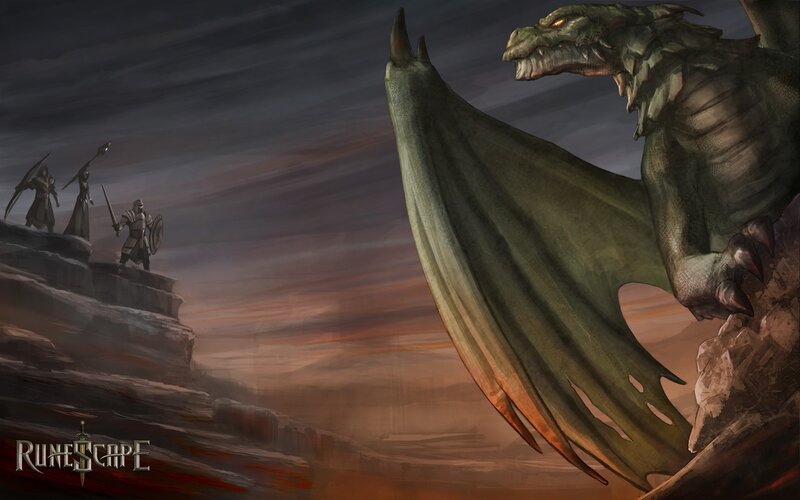 Dragon and Warriors — Green, Dramatic, Sunset