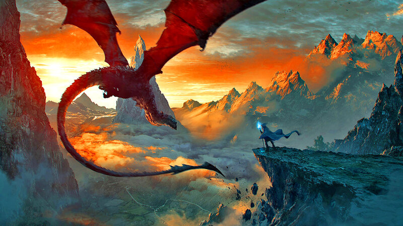 Dragon and Wizard — Orange