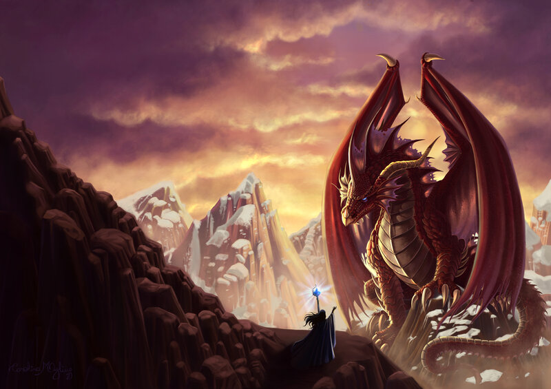 Dragon and Wizard — Purple