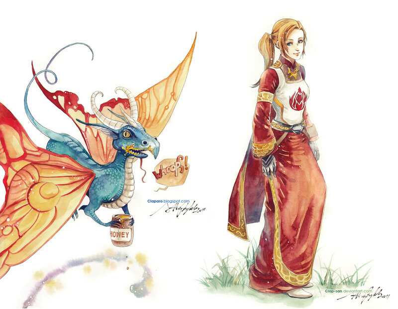 Dragon and Woman — Red