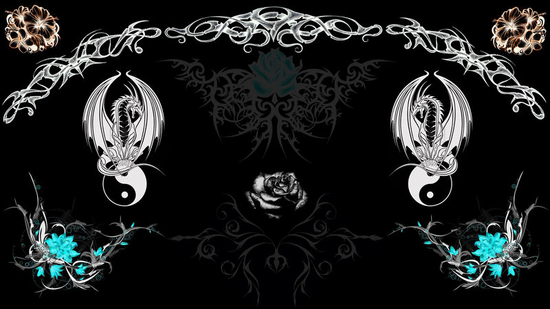 Dragon and Yin-yang Symbols
