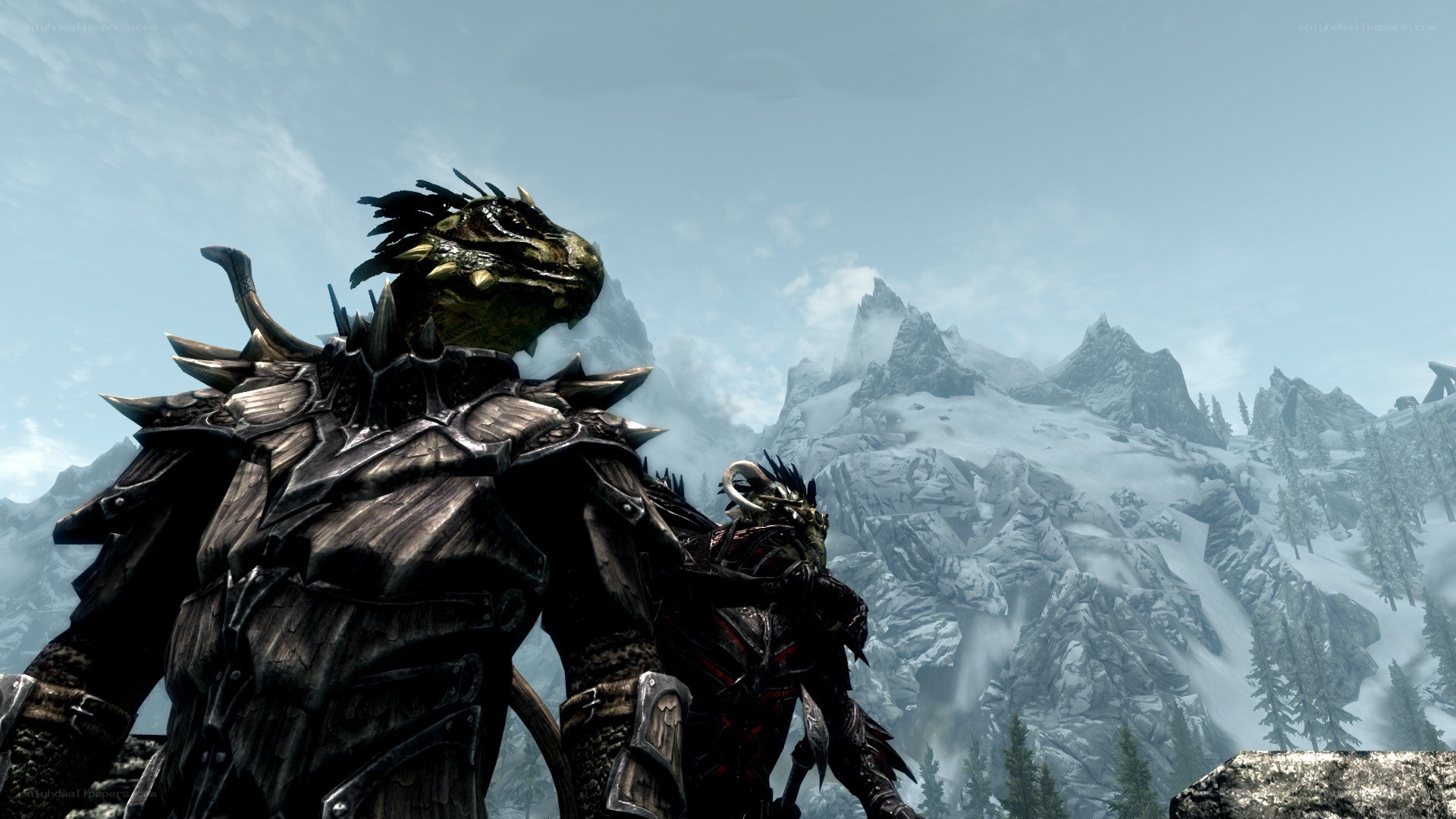 dragon armor in snowy mountains