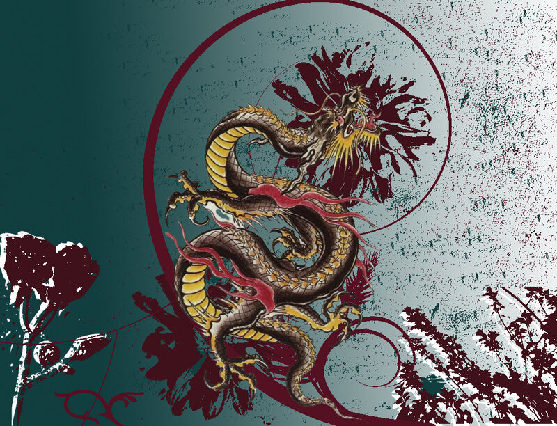 dragon art with floral elements