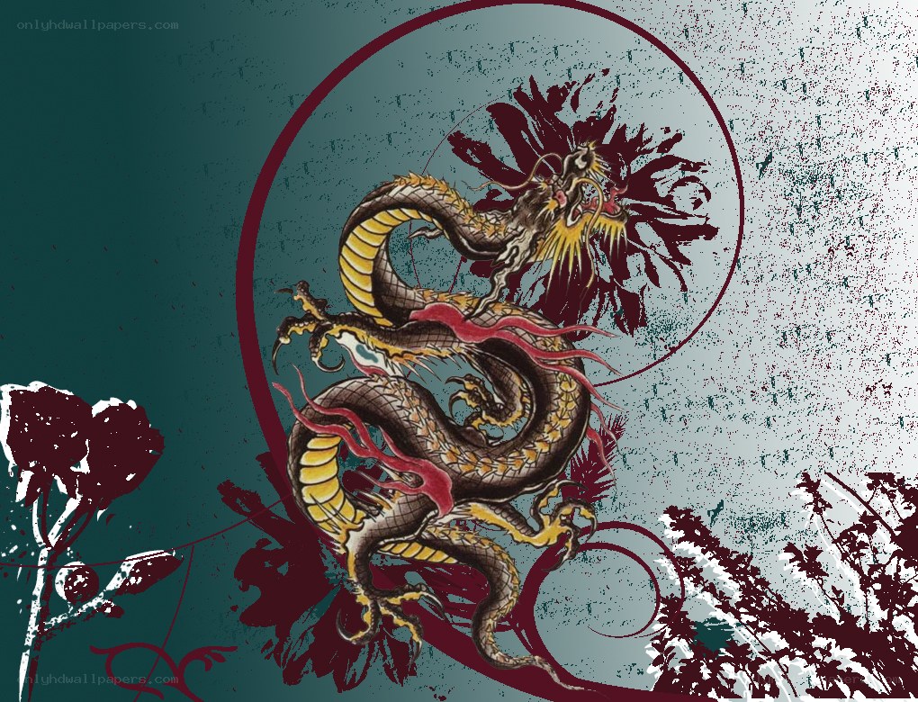 dragon art with floral elements