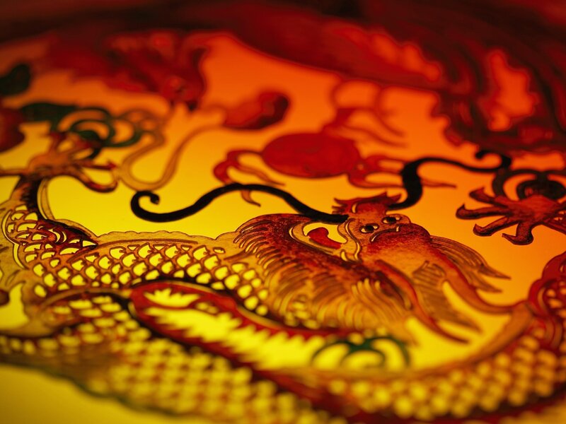 dragon artwork on yellow background