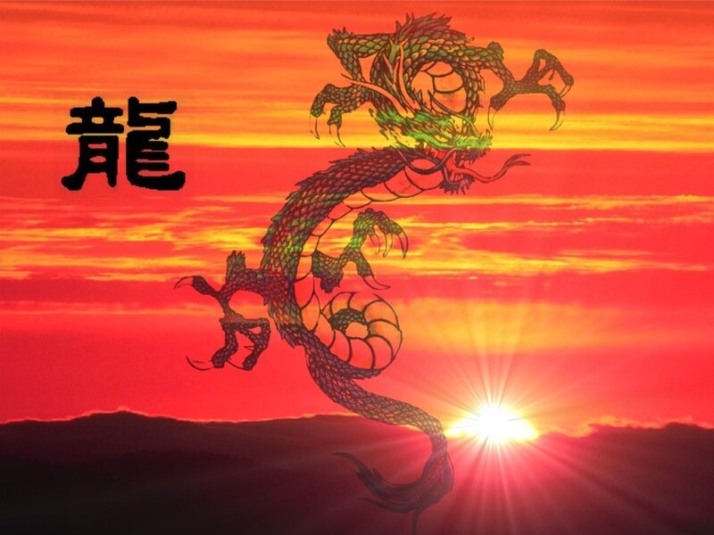 Dragon at sunset