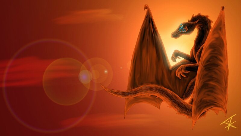 dragon at sunset