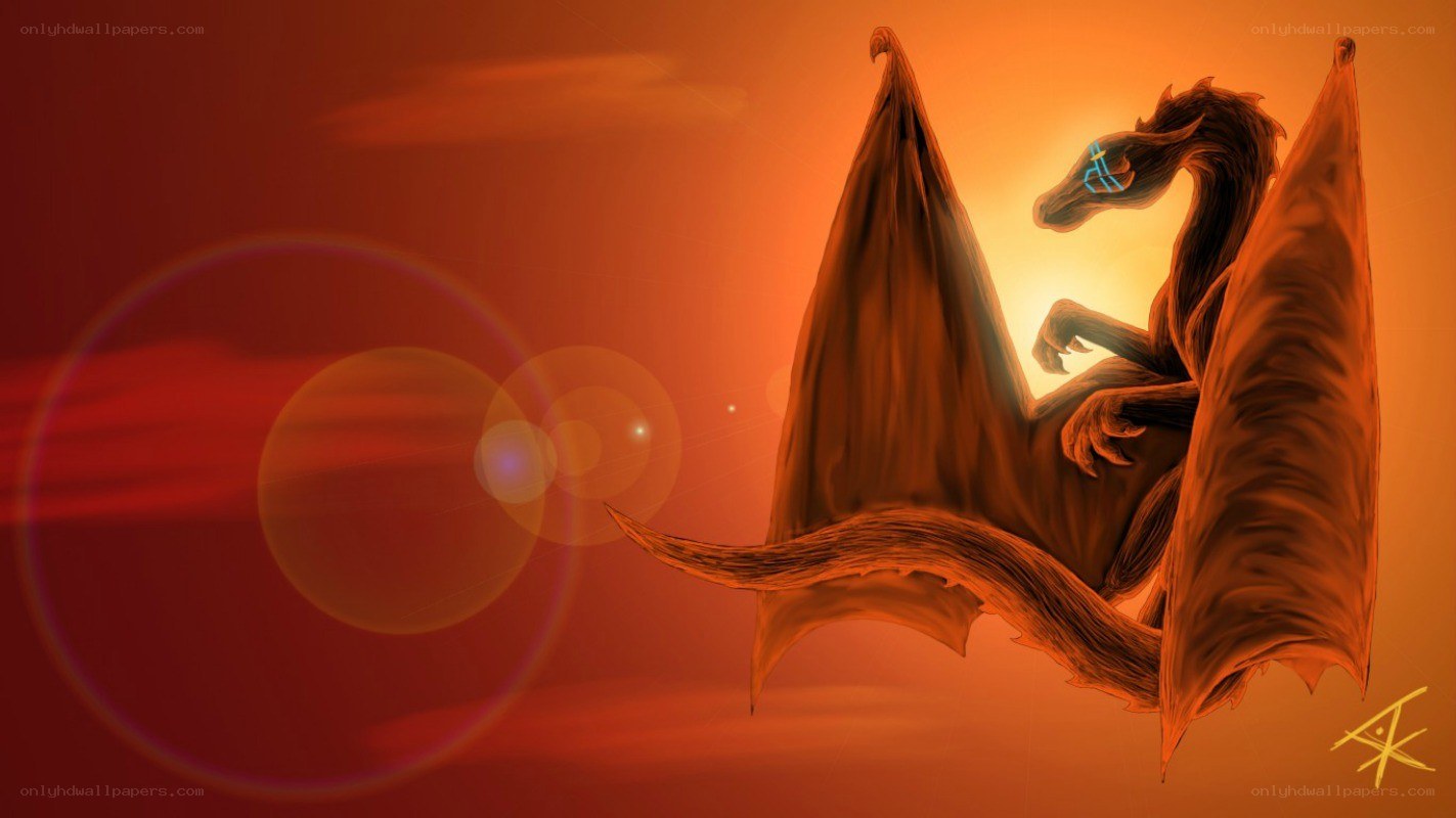 dragon at sunset