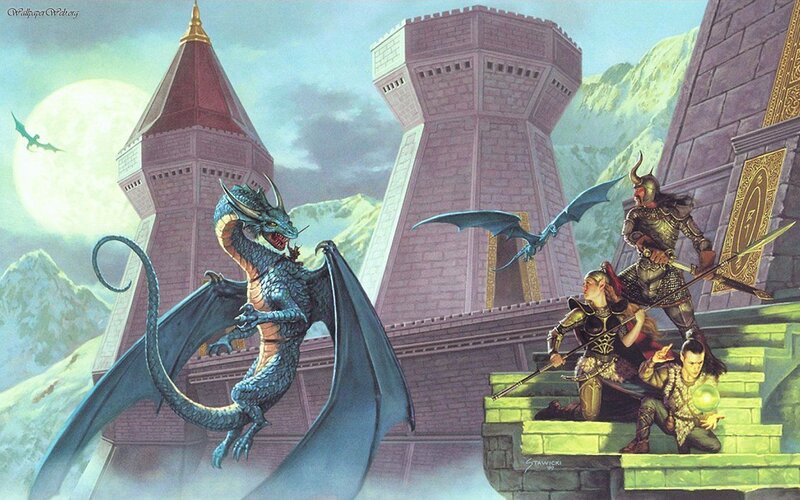Dragon attack on castle