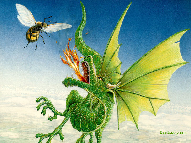 dragon attacked by a bee
