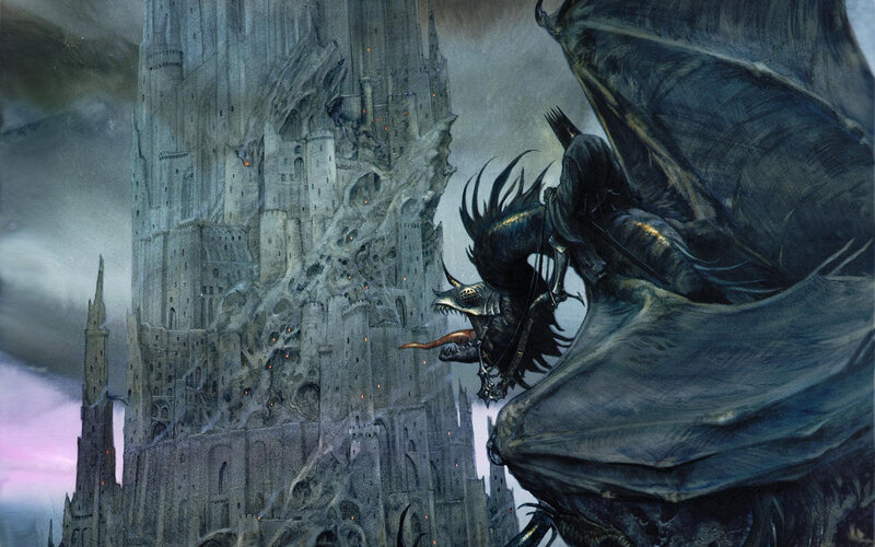 dragon attacking a castle