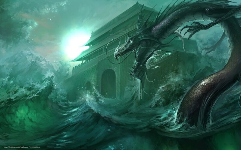 Dragon attacking a fortress