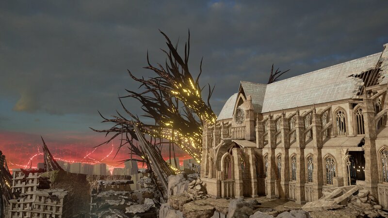 Dragon Attacking Cathedral