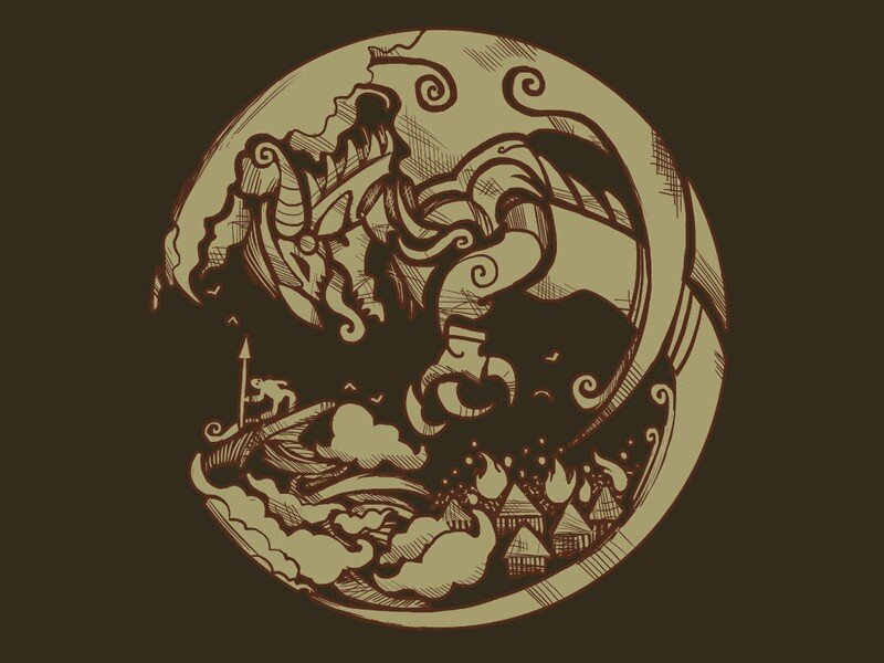 dragon attacking village