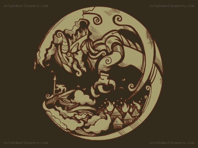 dragon attacking village