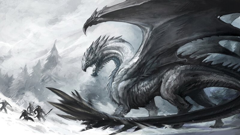 Dragon Attacking Warriors — Gray