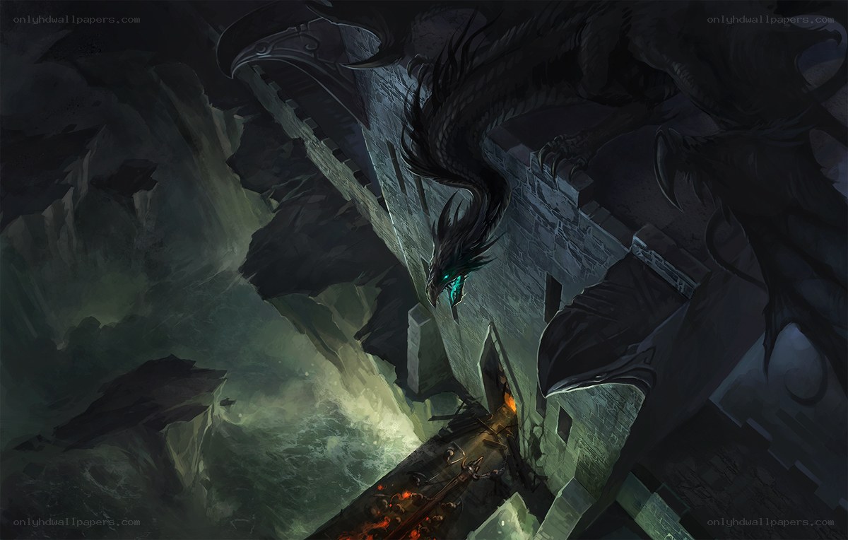 Dragon attacks ancient fortress