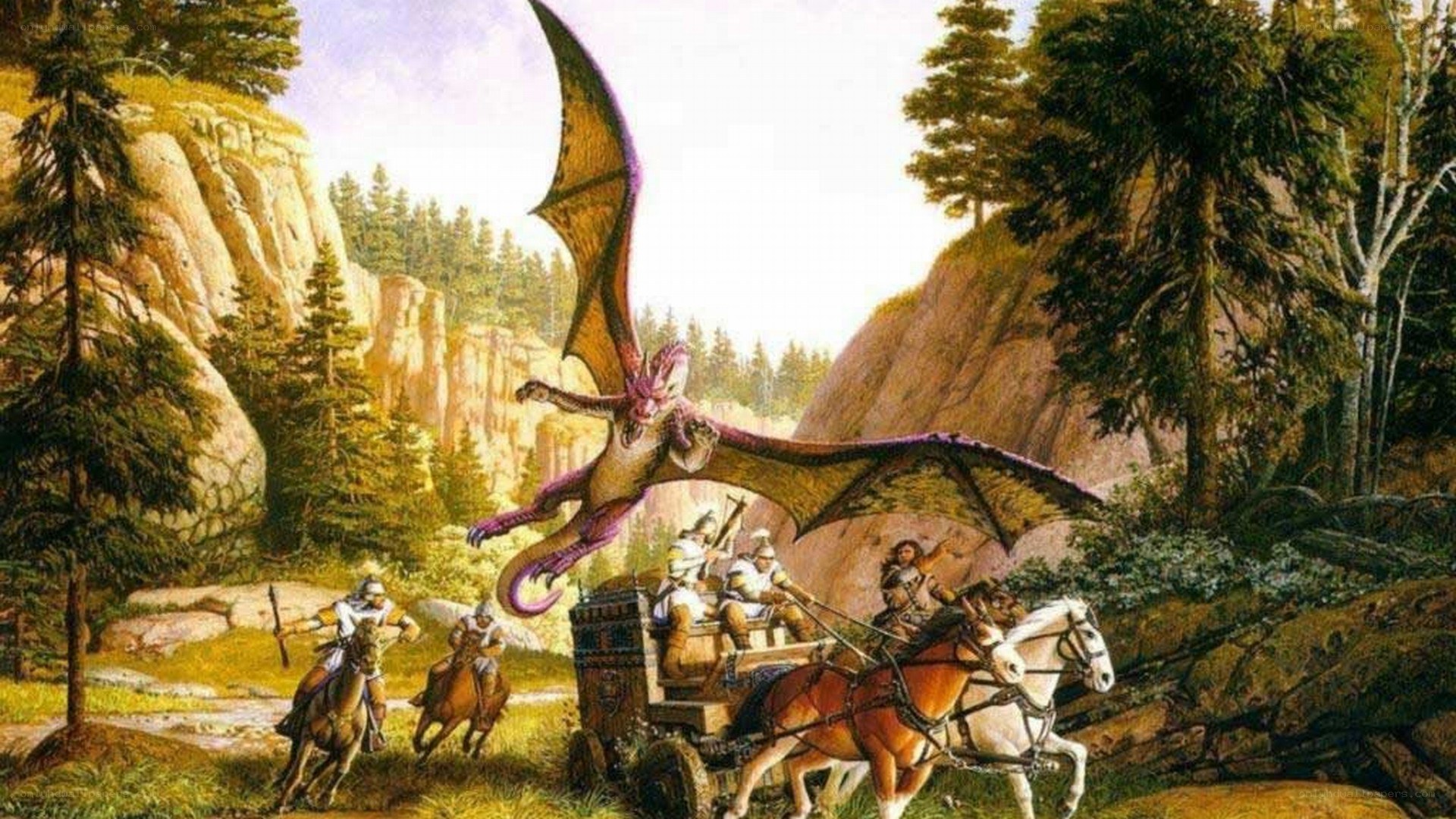 Dragon attacks caravan