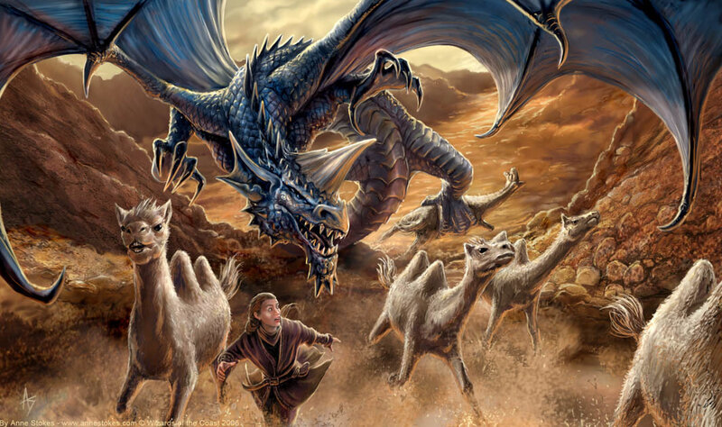 Dragon attacks caravan