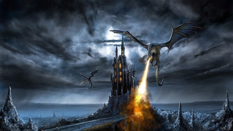 Dragon attacks castle in storm