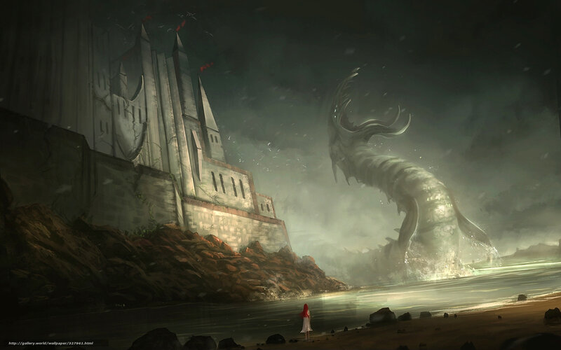 Dragon attacks coastal castle