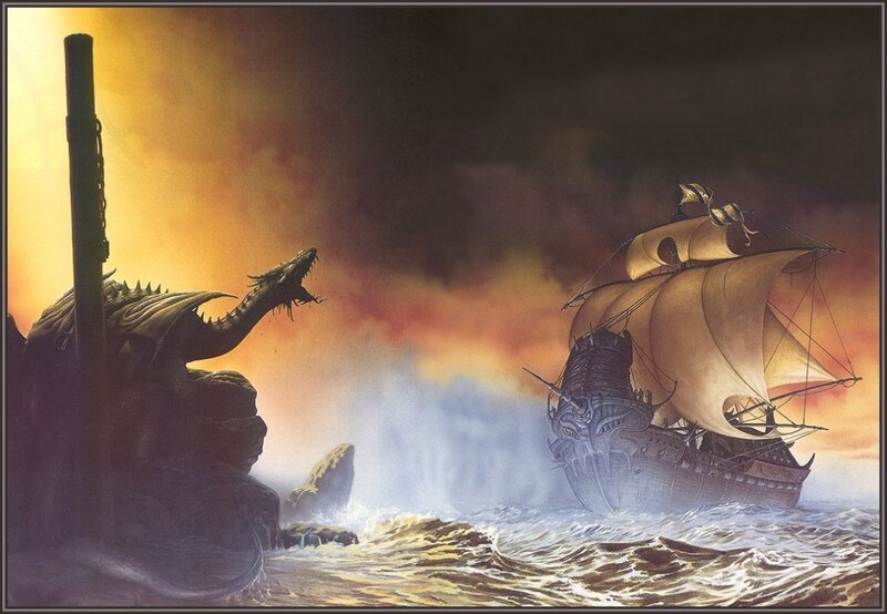 Dragon attacks ship at sea