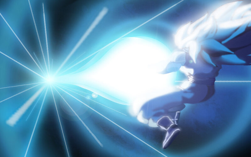 dragon ball character firing energy blast