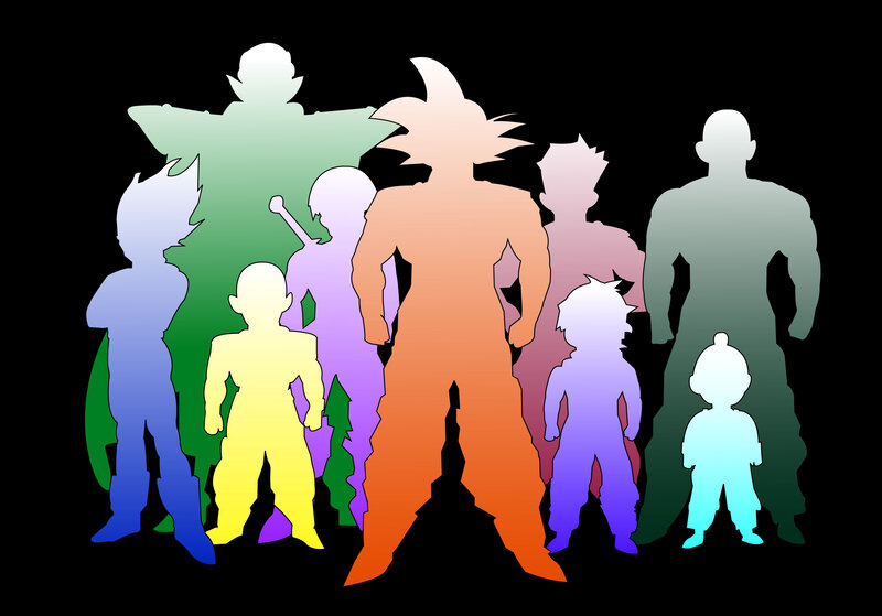 Dragon Ball character silhouettes