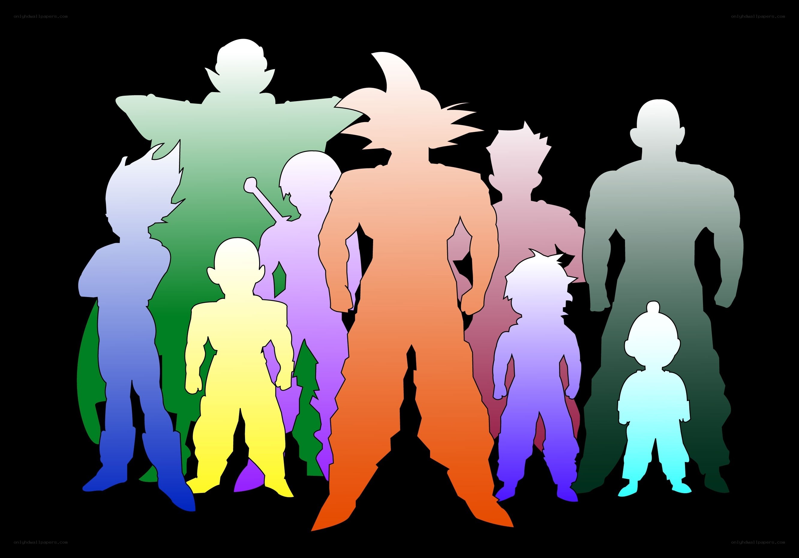 Dragon Ball character silhouettes