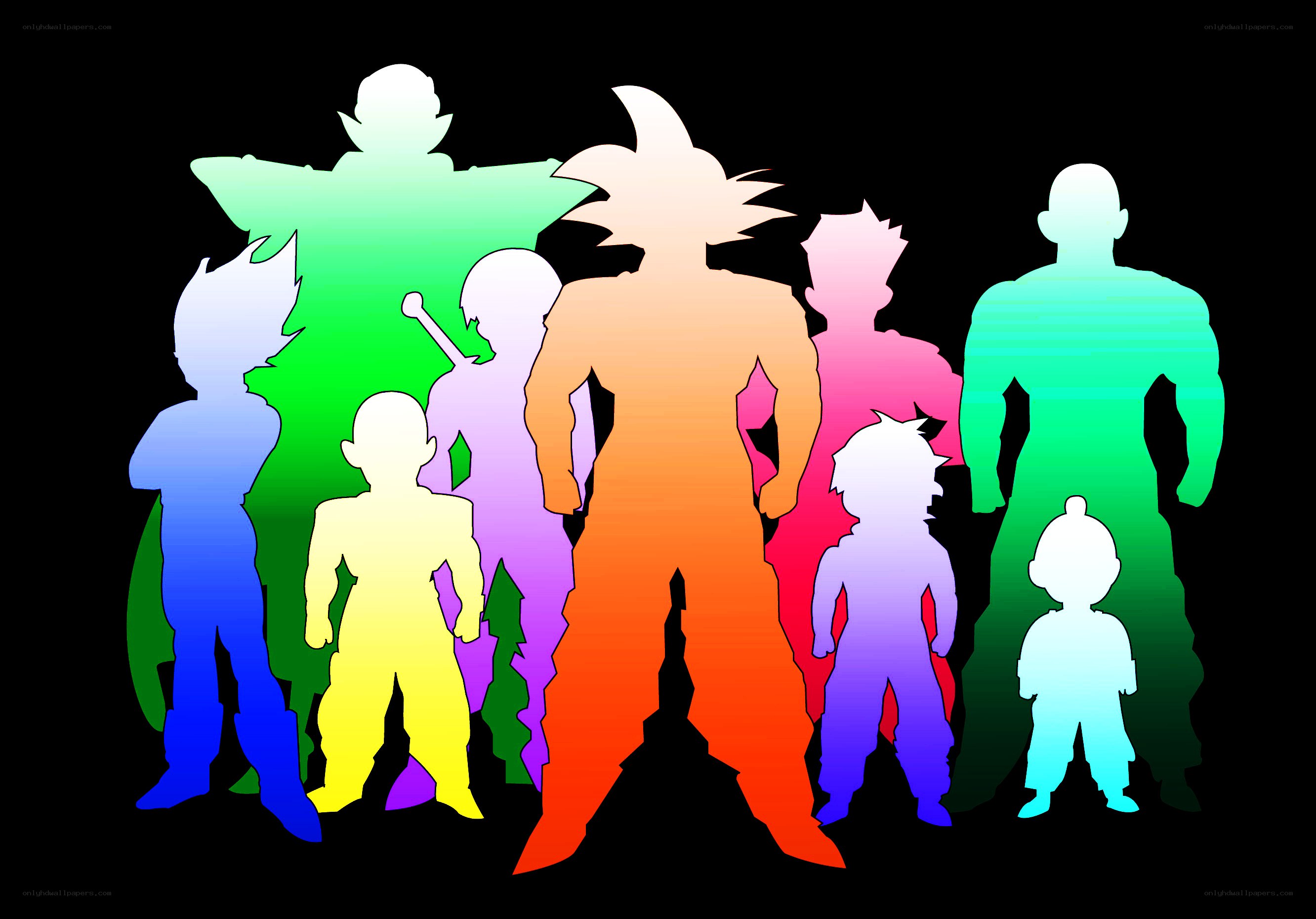 Dragon Ball character silhouettes