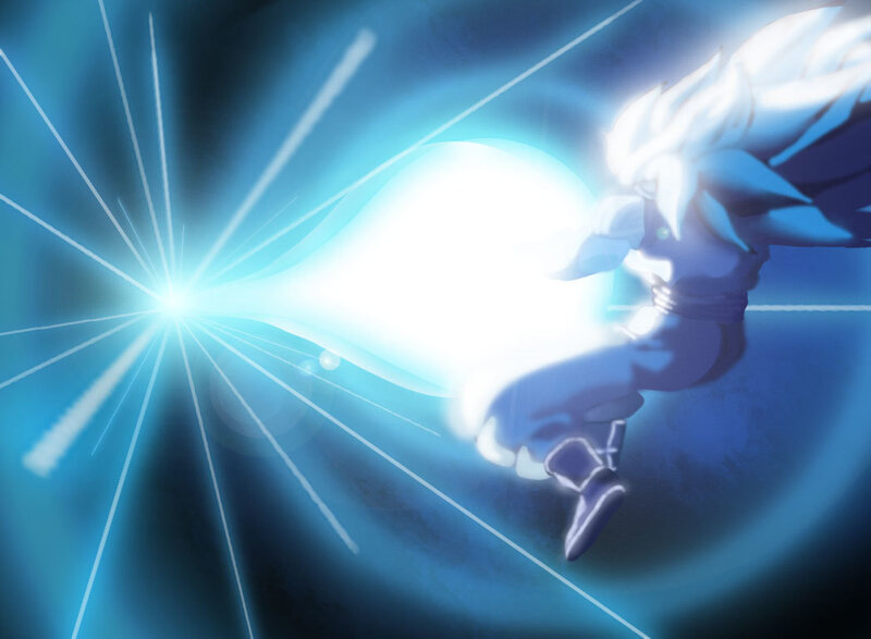Dragon Ball character unleashing energy blast