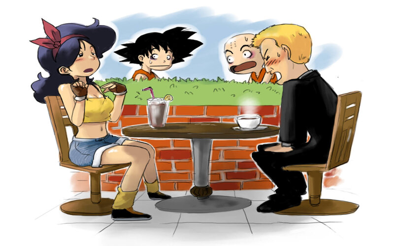 Dragon Ball characters at cafe